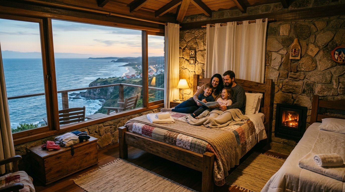 Suíte família ampla com vista para o mar